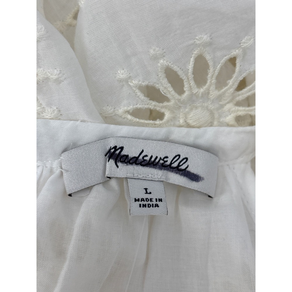 Madewell Halter Floral Eyelet Drop Waist Maxi Dress Antique Cream size L NV409 - Picture 10 of 13